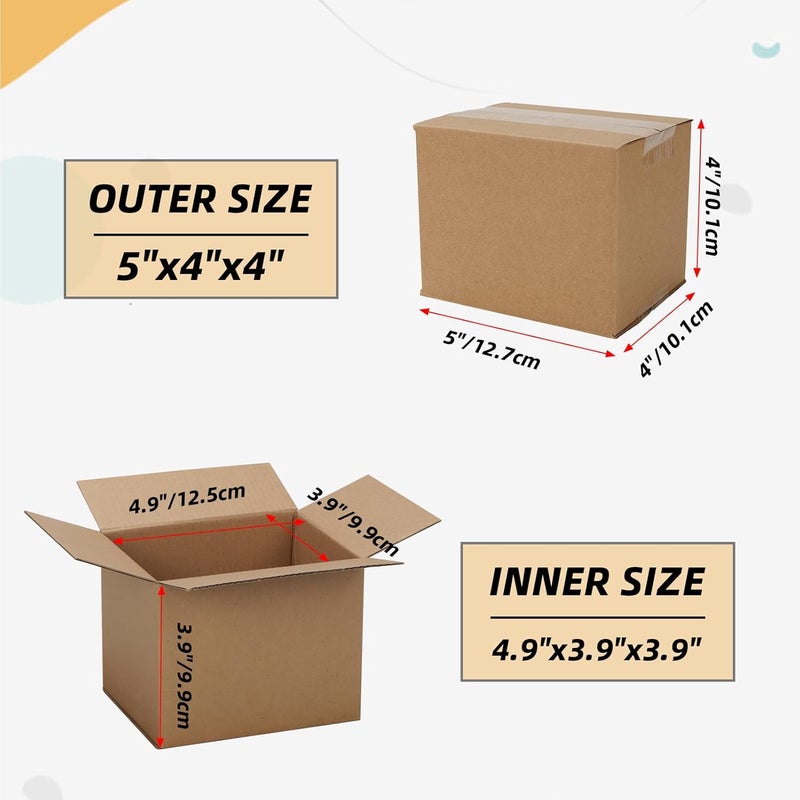 ZBEIVAN Shipping Boxes Mailers 5x4x4 inches Corrugated Cardboard Small Packing Kraft Moving Mailing Box, Pack of 40 - Image 2